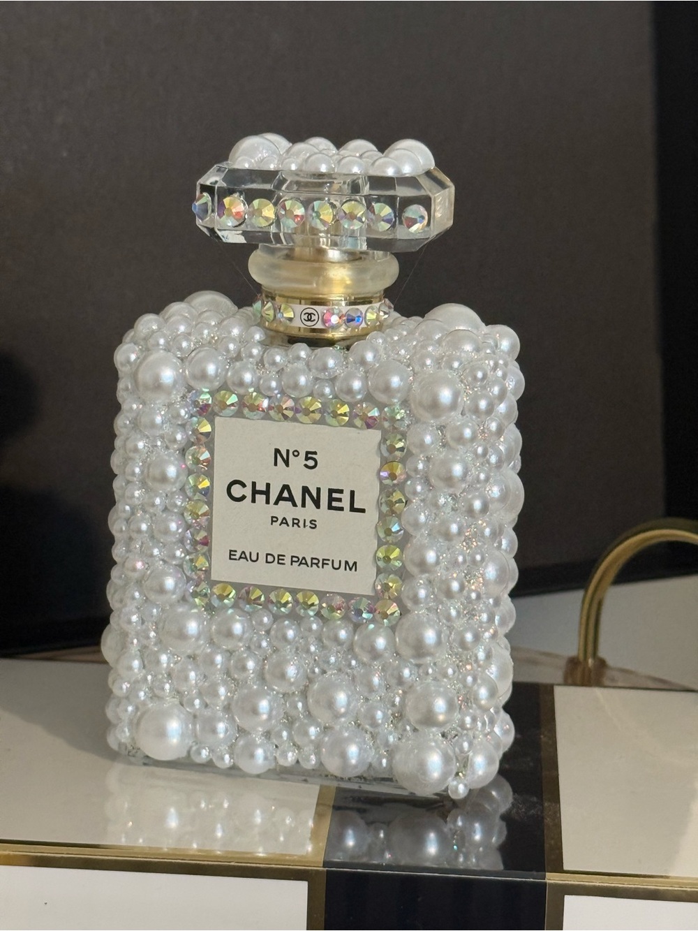 CHANEL N°5 Pearl and Crystal Embellished Bottle Accent - empty
